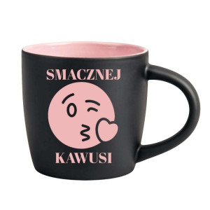Śmieszny kubek grawerowany latte - smacznej kawusi Różowy