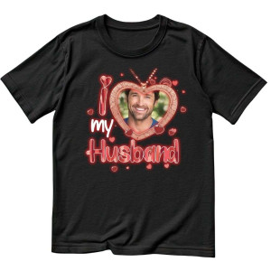 Tshirt z Twoim zdjęciem na prezent - I Love my husband mąż #6 3XL Czarny