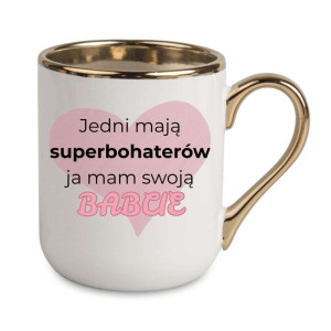 Kubek elegancki biało złoty dla babci - mam swoją babcię