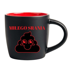 Śmieszny kubek grawerowany latte - miłego srania Czerwony