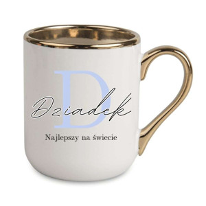 Kubek elegancki biało złoty dla dziadka - najlepszy na świecie