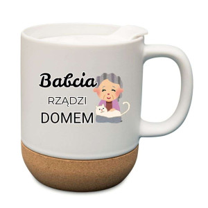 Kubek prezentowy korkowy dla babci - babcia rządzi domem