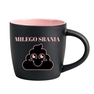 Śmieszny kubek grawerowany latte - miłego srania Różowy