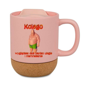 Śmieszny kubek korkowy na prezent różowy - kolego