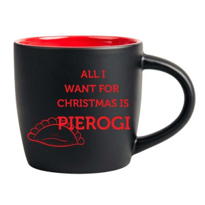 Śmieszny kubek grawerowany latte - all I want is pierogi Czerwony
