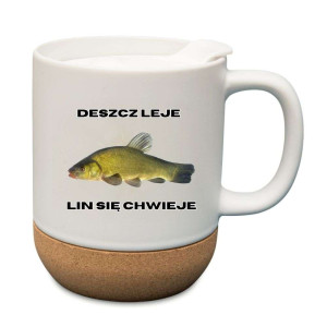 Śmieszny kubek korkowy na prezent - deszcz leje
