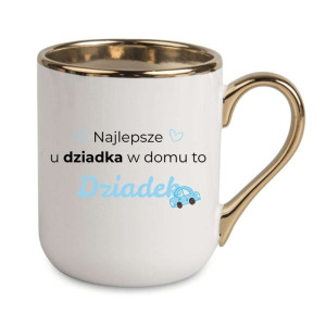 Kubek elegancki biało złoty dla dziadka - najlepsze u dziadka