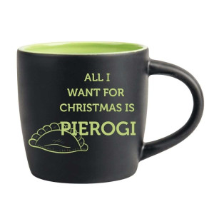 Śmieszny kubek grawerowany latte - all I want is pierogi Zielony