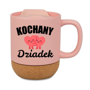 Kubek prezentowy korkowy dla dziadka - kochany dziadek - różowy
