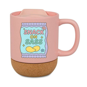 Kubek korkowy na prezent różowy - snack on sass