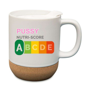 Śmieszny kubek korkowy na prezent - pussy nutriscore