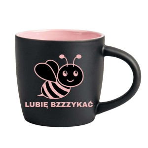 Śmieszny kubek grawerowany latte - lubię bzykać Różowy