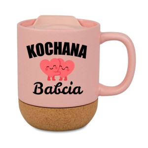 Kubek prezentowy korkowy dla babci - kochana babcia - różowy