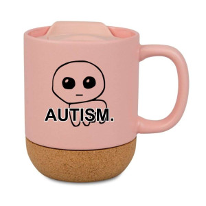 Śmieszny kubek korkowy na prezent różowy - autism