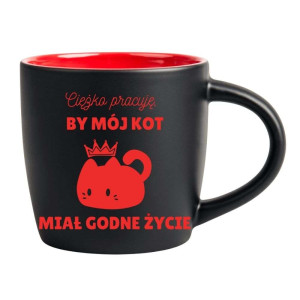 Śmieszny kubek grawerowany latte - by mój kot Czerwony