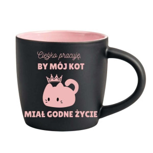Śmieszny kubek grawerowany latte - by mój kot Różowy