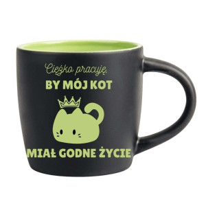 Śmieszny kubek grawerowany latte - by mój kot Zielony