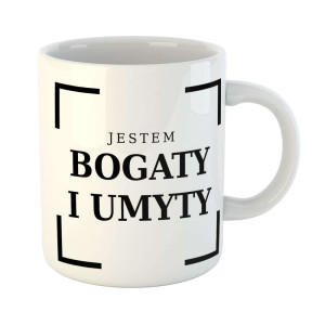 Zabawny kubek prezent - bogaty i umyty