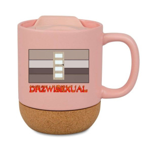 Śmieszny kubek korkowy na prezent różowy - drzwisexual
