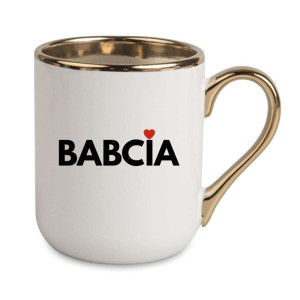 Kubek elegancki biało złoty dla babci - babcia