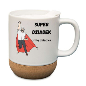 Kubek prezentowy korkowy dla dziadka - super dziadek imienny