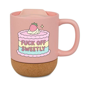 Kubek korkowy na prezent różowy - fck off sweetly