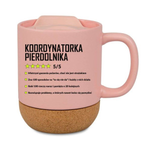 Kubek korkowy na prezent różowy - koordynatorka pierolnika