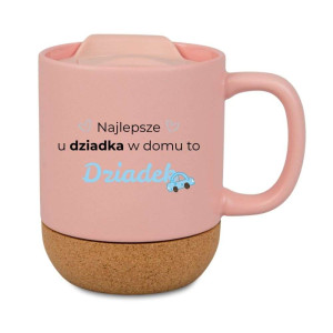 Kubek prezentowy korkowy dla dziadka - u dziadka - różowy