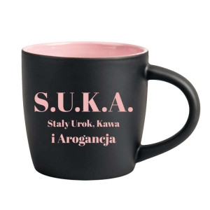 Śmieszny kubek grawerowany latte - S U K A Różowy