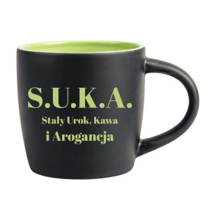 Śmieszny kubek grawerowany latte - S U K A Zielony