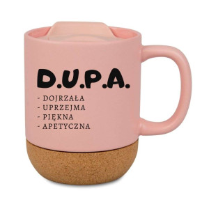 Kubek korkowy na prezent różowy - D U P A