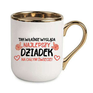 Kubek elegancki biało złoty dla dziadka - tak wygląda najlepszy