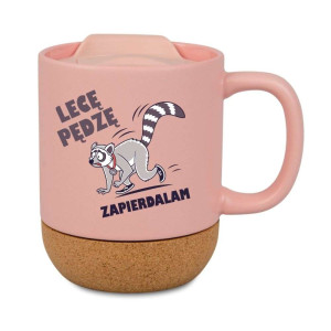 Kubek korkowy na prezent różowy - lecę pędzę