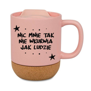 Kubek korkowy na prezent różowy - nic mnie tak nie wkvrwia