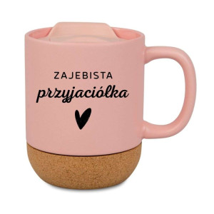 Śmieszny kubek korkowy na prezent różowy - przyjaciółka