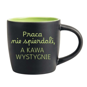 Śmieszny kubek grawerowany latte - kawa wystygnie Zielony
