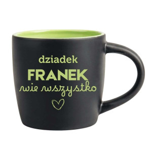 Śmieszny kubek grawerowany latte - dziadek wie wszystko Zielony