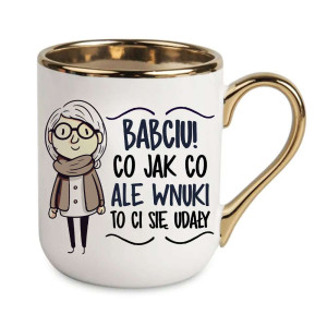 Kubek elegancki biało złoty dla babci - wnuki ci się udały