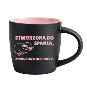 Śmieszny kubek grawerowany latte - stworzona do spania Różowy