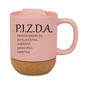 Kubek korkowy na prezent różowy - P I Z D A