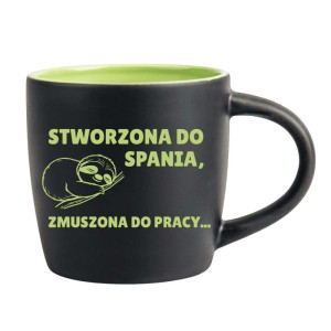 Śmieszny kubek grawerowany latte - stworzona do spania Zielony
