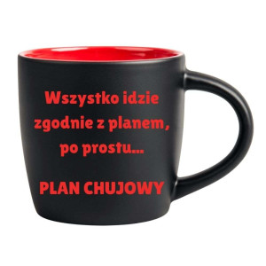 Śmieszny kubek grawerowany latte - plan chvjowy Czerwony