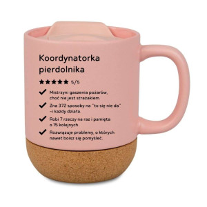 Śmieszny kubek korkowy na prezent różowy - koordynatorka