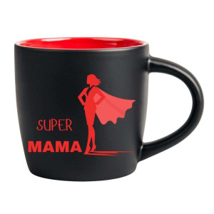 Śmieszny kubek grawerowany latte - super mama Czerwony