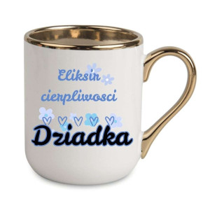 Kubek elegancki biało złoty dla dziadka - eliksir cierpliwości dziadka