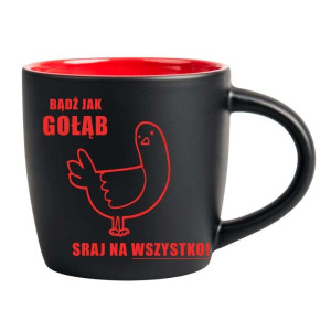 Śmieszny kubek grawerowany latte - bądź jak gołąb Czerwony