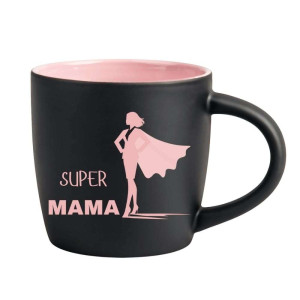 Śmieszny kubek grawerowany latte - super mama Różowy