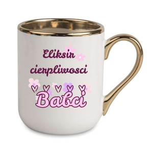 Kubek elegancki biało złoty dla babci - eliksir cierpliwości babci