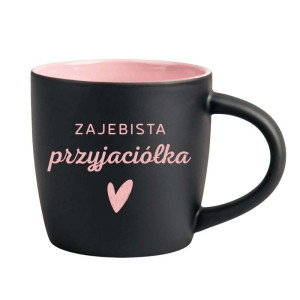 Śmieszny kubek grawerowany latte - zaebista przyjaciółka Różowy
