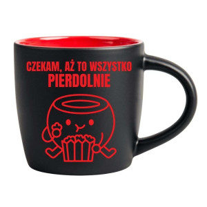Śmieszny kubek grawerowany latte - czekam aż pierolnie Czerwony